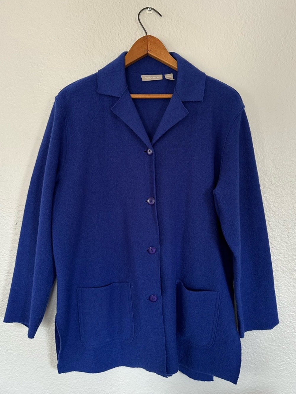 Nordstrom Royal Blue 100% Wool Cardigan